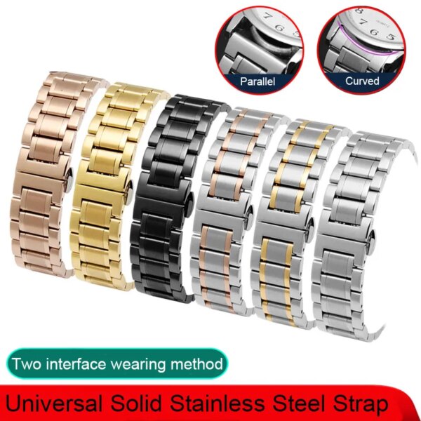 Curved Stainless steel Watchband bracelet 16mm 17mm 18mm 19mm 20mm 21mm 22mm 23mm 24mm For Men Watch strap Fine steel bracelet