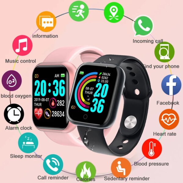 D20 Smart Watch Women Men Waterproof Bluetooth Heart Rate Fitness Tracker Smart Bracelet Sports Smartwatch Y68 for IOS Android