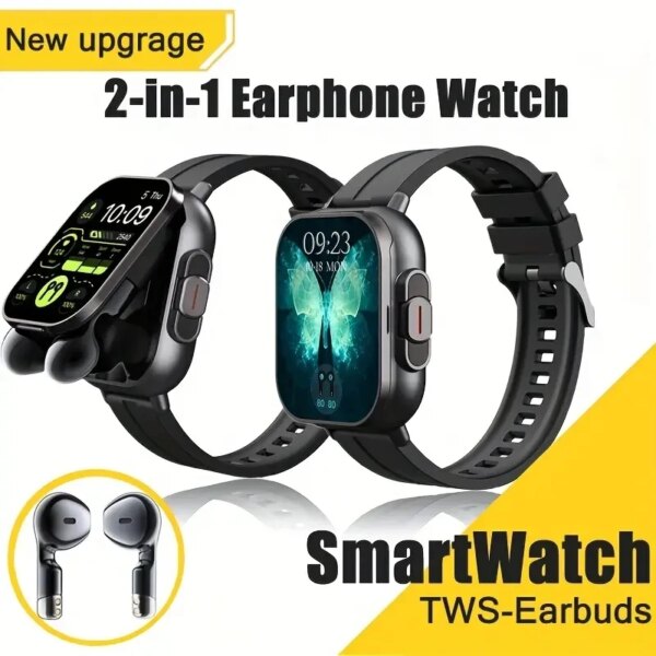 D8 NFC Smart Watch Bracelet 2 in 1 TWS Wireless Earbuds 2.01Inch Heart Rate Blood Pressure Sports Waterproof Smartwatch 2024 New