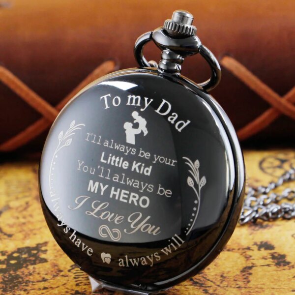 DAD Design Birthday Gift Quartz Pocket Watch For Men Vintage Pendant Fob Chain Pocket Clock