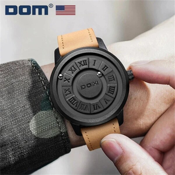 DOM Trend Concept New Personality Men's Watch Creative Scrolling Pointer magnetic force Fashion watch for men Waterproof