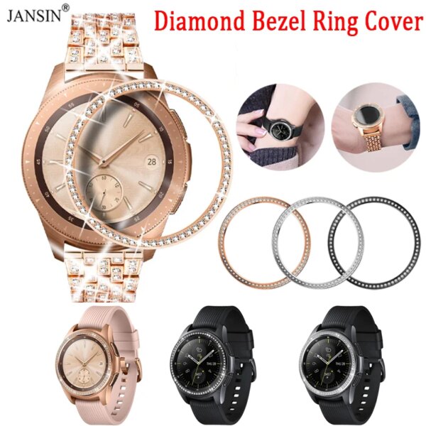 Diamond Bling Bezel For Samsung Galaxy Watch 46mm 42mm Gear S3 Frontier Metal Ring Adhesive Case Anti Scratch Protection Cover