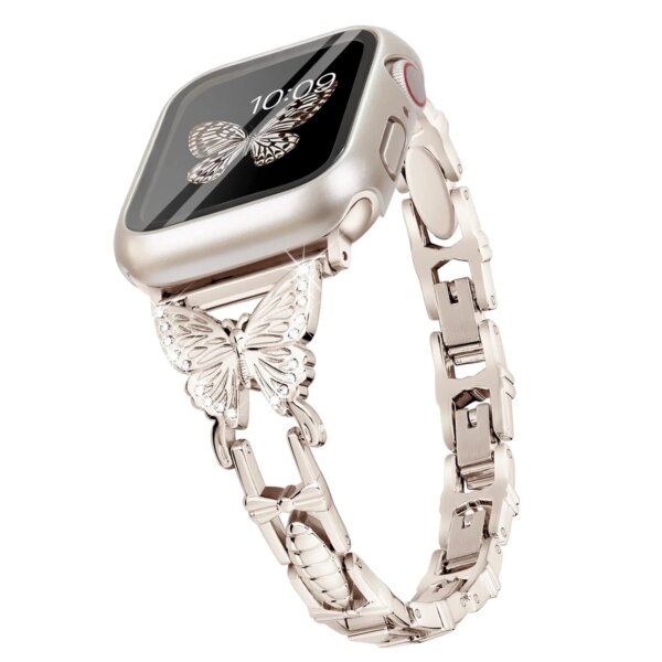 Diamond Butterfly for Apple Watch band 40mm 44mm 41mm 49mm 45mm 38mm Metal Bracelet iWatch series se  6 3 4 5 Ultra 2 8 9 strap