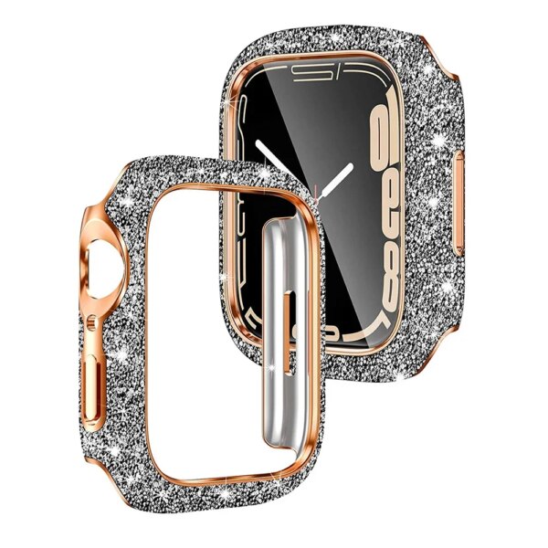 Diamond Case for Apple Watch 45mm 41mm 44mm 40mm Bling Crystal Bumper Shell Protector Cover for iWatch Series 9 8 7 6 4 SE