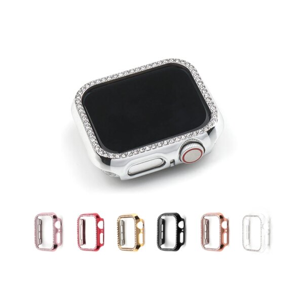 Diamond Case for Apple Watch Ultra 2 49mm 44 45mm 41mm 38mm Shiny Frame for Apple Watch Series 9 8 7 6 5 4 3 SE Protective Cover