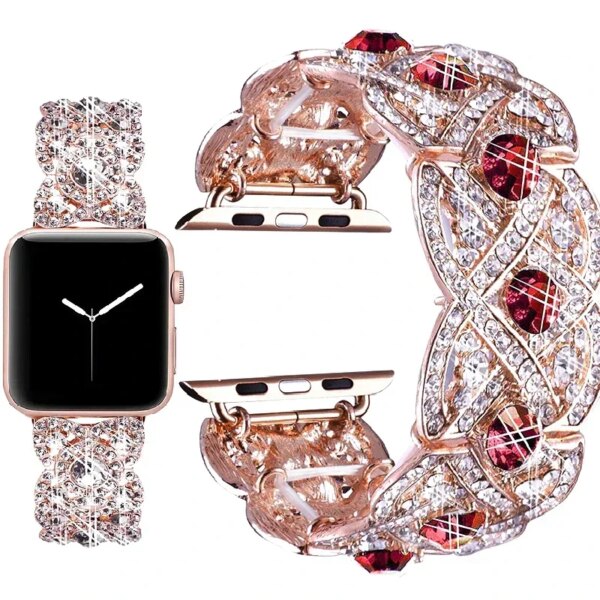 Diamond Strap for Apple Watch Ultra 49mm Bling Metal Wristband for IWatch Series 9 8 7 6 SE 5 4 38mm 40mm 42mm 44mm 41mm 45mm