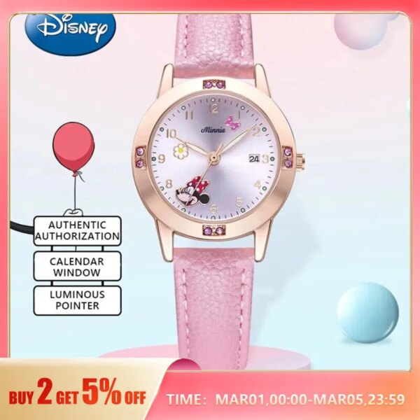 Disney Watch Kids Watch Minnie Quartz Watch Night Light Waterproof Clock Fashion Watches For Boys Girls Adult Birthday Gift