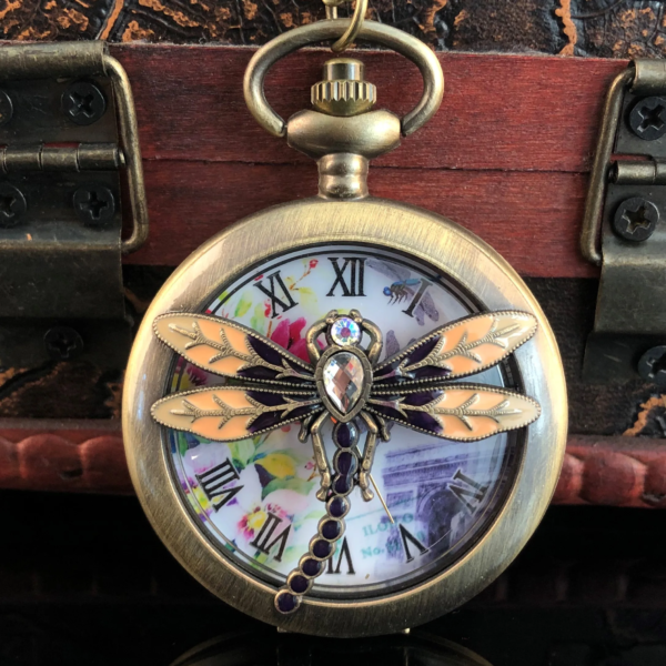 Dragonfly Skeleton Quartz Pocket Watch Vintage Fashion Steampunk Chain Fob Watches Necklace Women Exquisite Gift