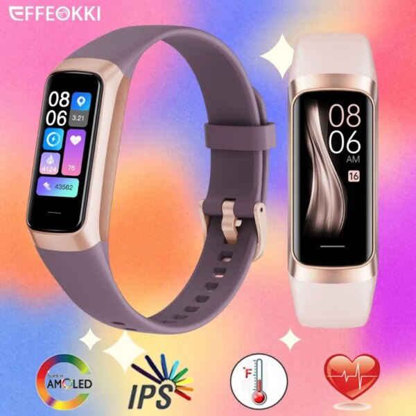 EFFEOKKI Amoled Smart Watch Smartwatch Band Women Heart Rate Blood Waterproof Connected Smart Bracelet Sport Fitness Tracker