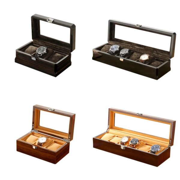 Embers Hot Sale Black Luxury Wood Grain Watch Box 3 Slots 6 Slots Quartz Mechanical Watch Box Series Storage Box