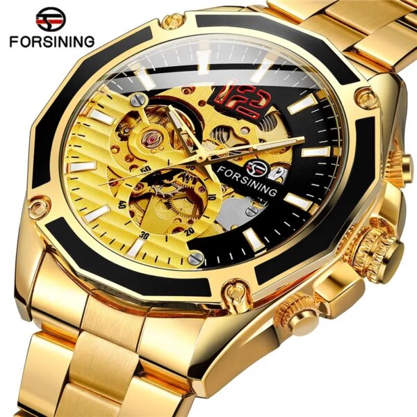 FORSINING New Automatic Mechanical Men Wristwatch Military Male Clock Top Brand Luxury Stainless Steel Waterproof Man Watch 8207