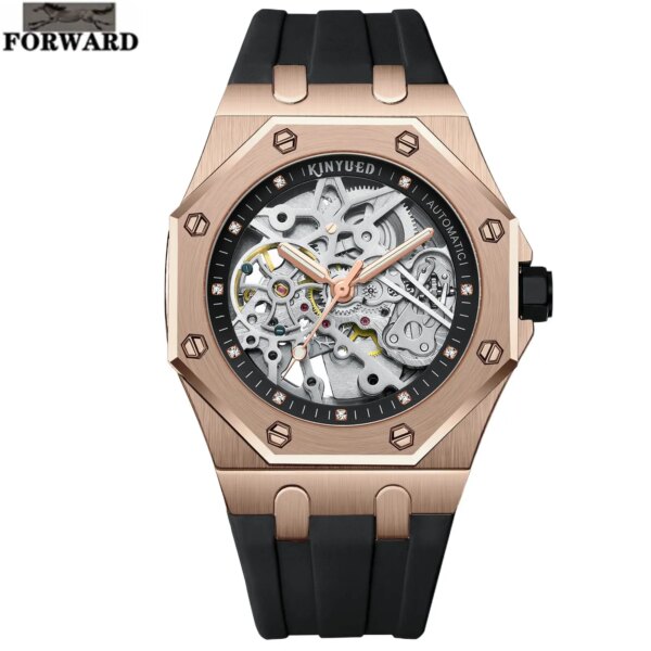 FORWARD Automatic luminous 30Bar alloy watch case octagonal men watch  Fashion hardened Blue-ray mirror luxury mechanical watch