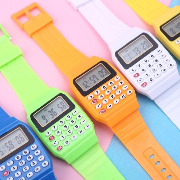 Fad Children Silicone Date Multi-Purpose Kids Electronic Calculator Wrist Watch