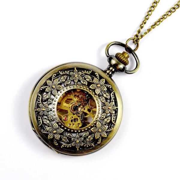 Fashion Classic Floral Hollow Retro Mechanical Pocket Watch Hot Sale Antique Gift Watch Two Optional