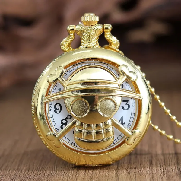 Fashion Gold Skull Head Hollow Out Quartz Pocket Watch with Necklace Chain Pendant Gift for Male Men Vintage Clock