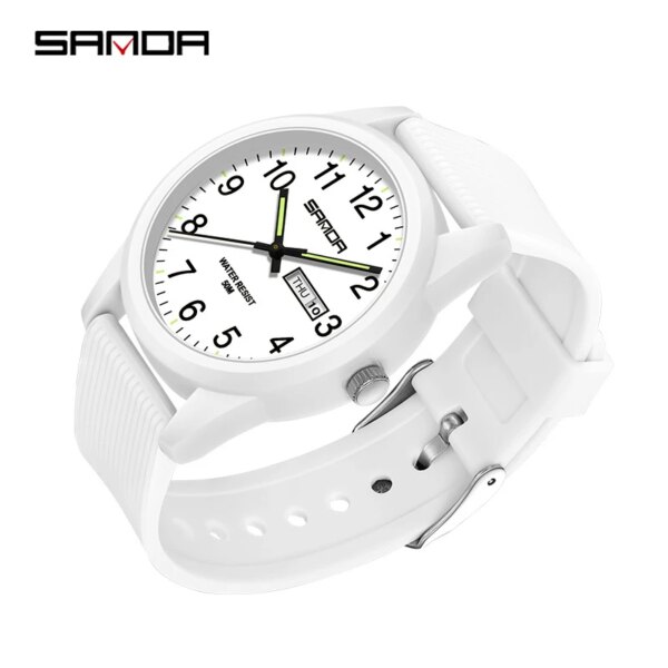 Fashion Sanda Top Brand 6090 Luxury Couple Luminous Hand Watch New Men And Ladies Silicone Band Simple Quartz Lovers Gift Watch