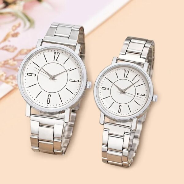 Fashion Simple Couple Watches Men'S Women'S Quartz Wristwatch Round Dial Digital Steel Band Watch For Gift Reloj Para Mujer