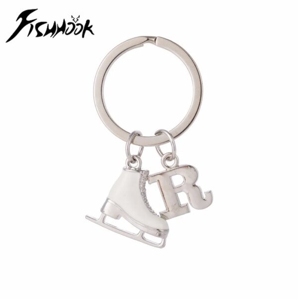 Fishhook Enamel Luxury Keychain Skate Shoe Initial Key Chain Ring White Ice Skating Shoes Sports Gift For Woman Man Jewelry New