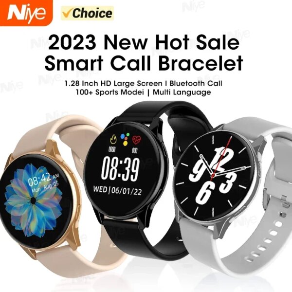 For Android IOS Universal 1.28 Inch Bluetooth Call Smartwatch Men Support 100 Sport 2023 New Women Rotary Keys Smart Watch +Box