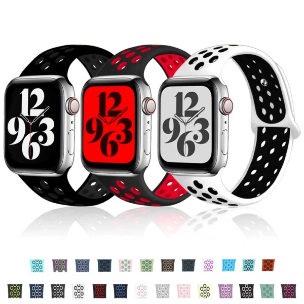 For Apple Watch Band 45mm 44mm 49mm iWatch Strap 42mm 41mm 40mm Silicone Sport bracelet correa Series 9 8 SE Ultra 2 7 6 5 4 3