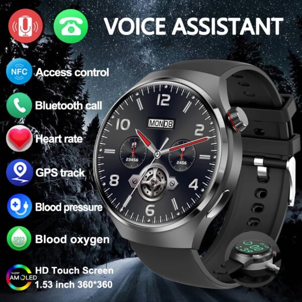 For Huawei Xiaomi GT4 Pro Smart Watch Men NFC GPS Tracker AMOLED 360*360 HD Screen Heart Rate Bluetooth Call SmartWatch 2024 New