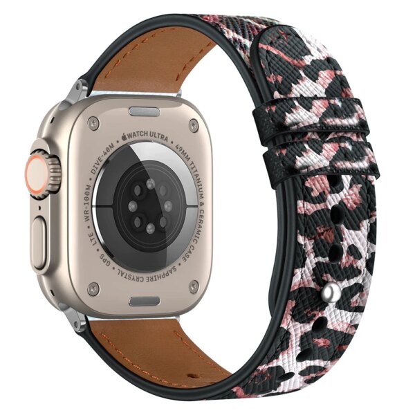 For apple watch band ultra 2 49mm Leopard Leather strap iwatch 45mm 44mm 42mm 41mm 40mm 38mm bracelet series 9/8/7/6/5/4/se/3/2