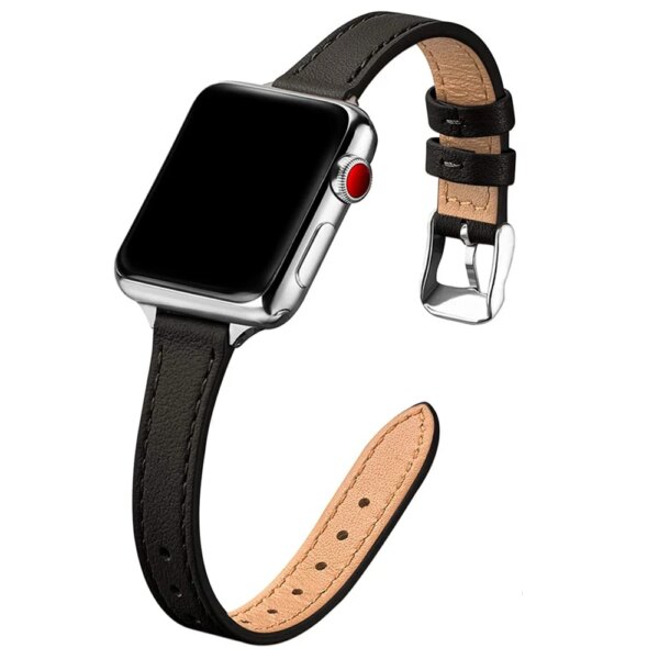 For apple watch ultra 2 49mm 6 se 40mm 44mm 8 41mm 45mm band Slim Leather strap for iwatch 9 8 7 5 38mm bands women Thin correa