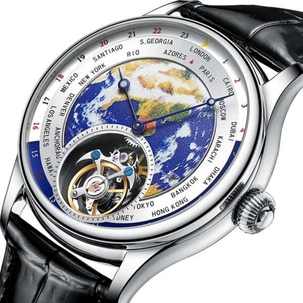 GIV Luxury Earth Enamel Dial Flying Tourbillon Movement Men Watch Sapphire Mechanical Watch For Men Business relógios mecânicos