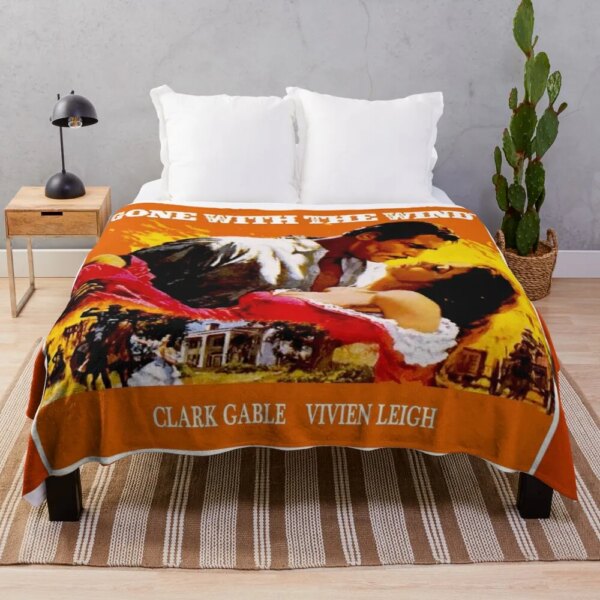 GONE WITH THE WIND : Vintage Civil War Movie Advertising Print Throw Blanket For Sofa Blankets For Baby Luxury St Blanket