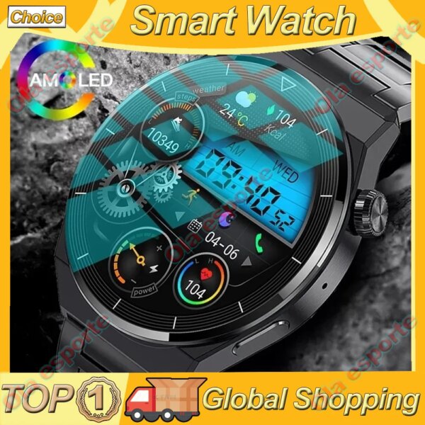 GT4 Pro Smart Watch For Men Women AMOLED 390*390 HD Screen Heart Rate Bluetooth Call IP68 Waterproof SmartWatch 2024 New Pk GT3