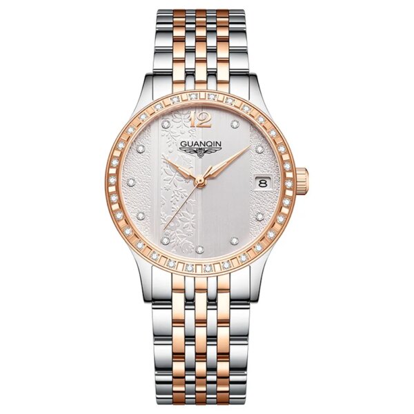 GUANQIN Luminous Date Automatic Mechanical Women Wrist Watch Top Luxury Brand Steel Rhinestone Waterproof Sapphire Montre Femme