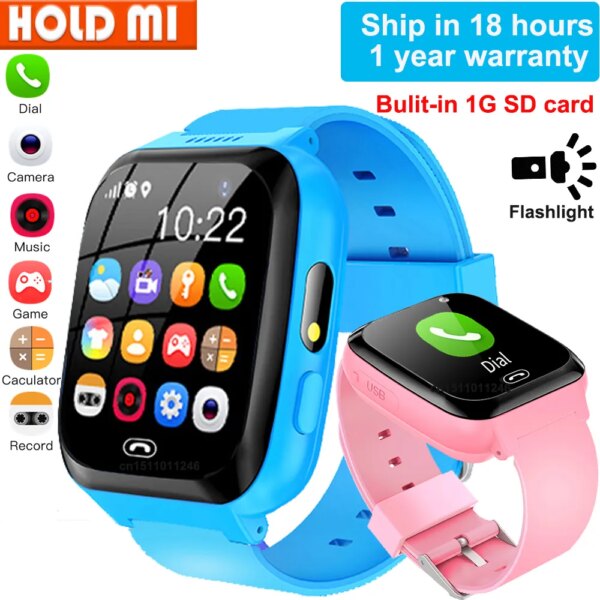 Game Smart Watch Kids Phone Call Music Play Flashlight 6 Games With 1GB SD Card Smartwatch Clock For Boys Girls Gifts