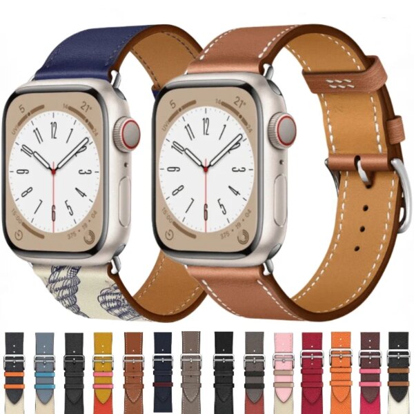 Genuine Leather Strap For Apple Watch Band 49mm 45mm 41mm 44mm 42mm 40mm 38mm fashion Bracelet band iWatch Ultra 9 8 7 6 5 4 SE