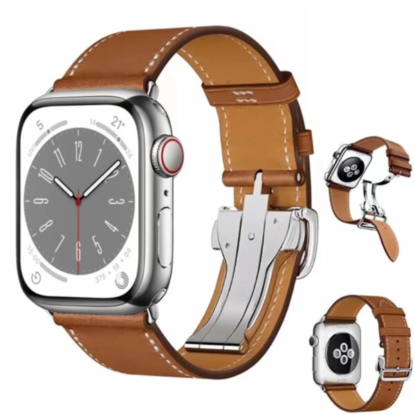 Genuine Leather Strap For Apple Watch Band 49mm 45mm 44mm 42mm 41mm 40mm 38mm Wristband Correa iWatch Ultra 9 8 7 6 5 4 SE2 Belt