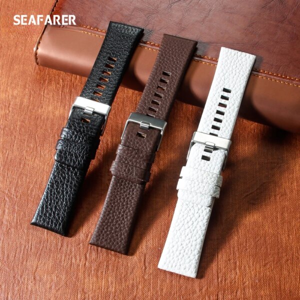 Genuine Leather Strap Watchband 22 24 26 27 28 30mm Watch Bracelet for Diesel Watches DZ4386 1657 1399 1206 4323 Black Band