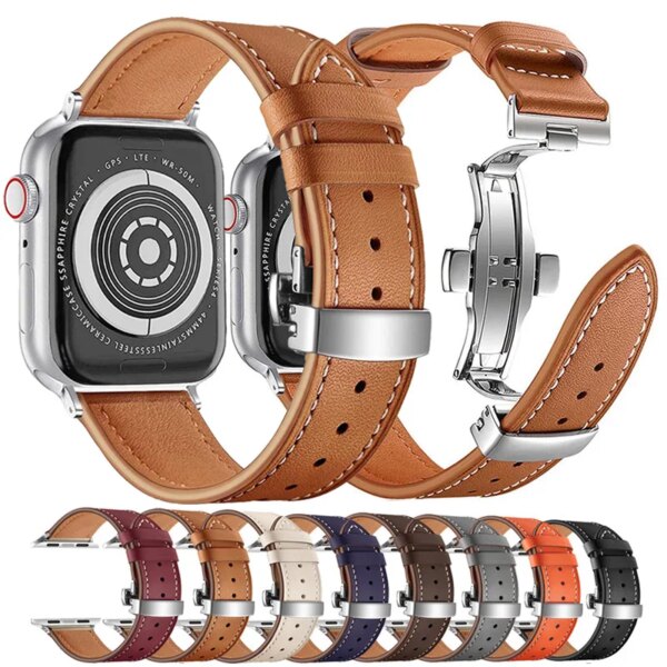 Genuine Leather Strap for apple watch band 44mm 49mm 45mm 42mm 38mm 40mm 41mm Luxury Bracelet iWatch Ultra 9 8 7 6 5 4 Watchband