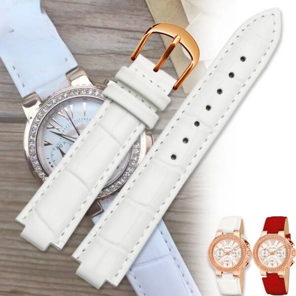 Genuine Leather Watch Band for Folli Follie Women's Foeei Waterproof Sweat-Proof Raised Mouth Watch Strap Accessories 18 22mm