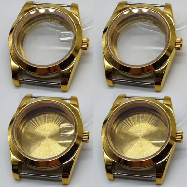 Gold NH35 Watch Case 36mm 39mm Polished Case Sapphire Glass fit NH35 NH36 ETA2824 2836 DG2813 3804 Miyota82 PT5000 Movement