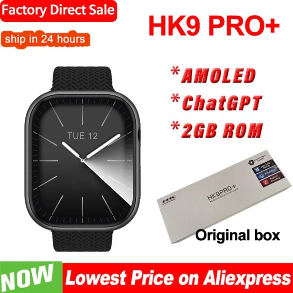 HK9 Pro+  AMOLED Smart Watch Men  2GB ROM Chat GPT NFC Compass BT Call Ai Watch Face Health Monitor Smartwatch Women