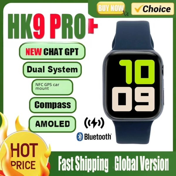 HK9 Pro Plus AMOLED Smart Watch Men Women Series 9 ChatGPT NFC Smartwatch 2GB ROM Dynamic Island Ai Watch Face for Android IOS