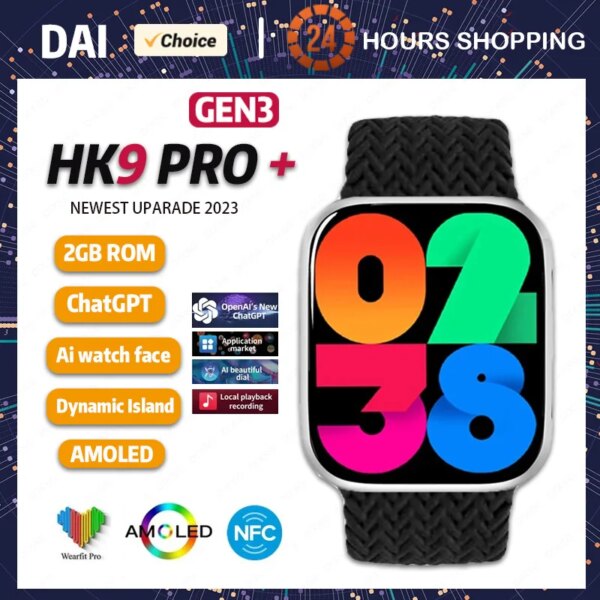 HK9 Pro Plus Gen3 AMOLED Smart Watch 2GB ROM ChatGPT NFC Smartwatch Men Women Dynamic Island Ai Watch Face for Android IOS 2023