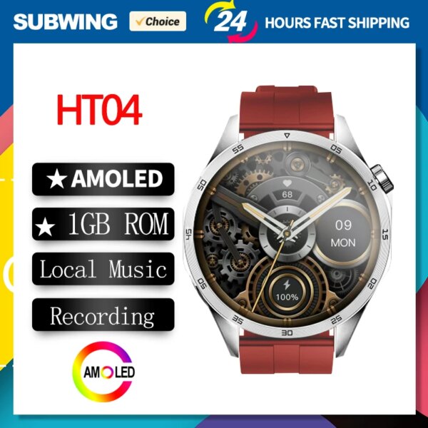 HT04 Smart Watch AMOLED 1.43 Inch 1GB ROM Local Music Photo Album Recording Men Smartwatch Wireless Charging Bluetooth Call