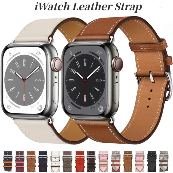 High Quality Leather Strap For Apple Watch Band 49mm 45mm 41mm 44mm 42mm 40mm Wristband Series iWatch Ultra 9 8 7 6 5 4 SE Belt