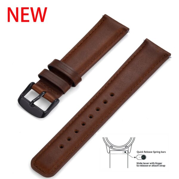 High Quality Smooth Genuine Leather Watch Strap 20mm 22mm Wristband Quick Release For Samsung Huawei Watches Accessories