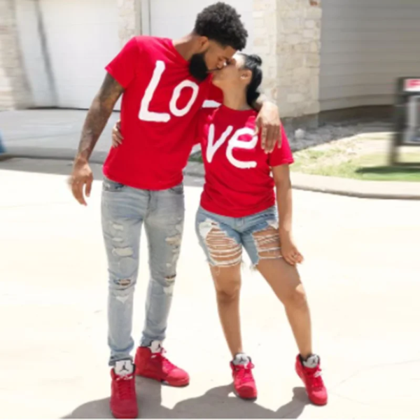 His- and- hers Couple Matching T-shirts Top Casual Red LO VE Women Men Fashion Boyfriend Girlfriend Tees Lovers tshirt Femme