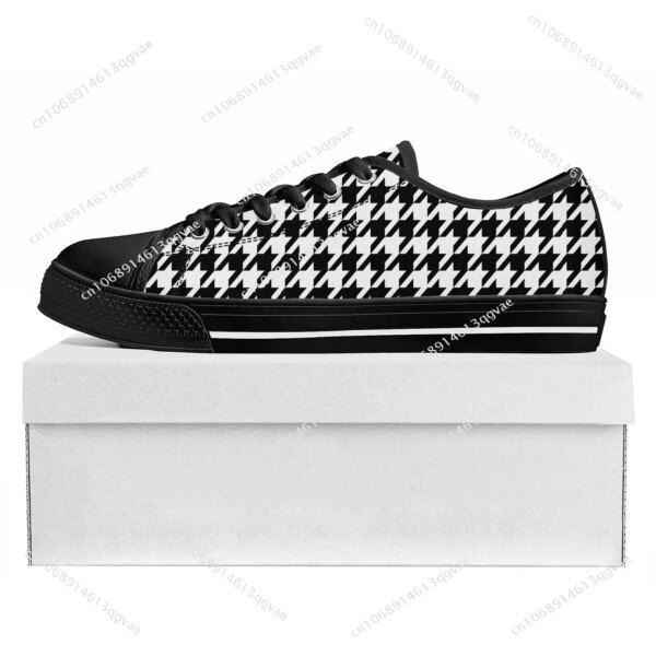 Houndstooth Pattern Low Top High Quality Sneakers Mens Womens Teenager Canvas Sneaker Casual Couple Shoes Custom Made Shoe Black