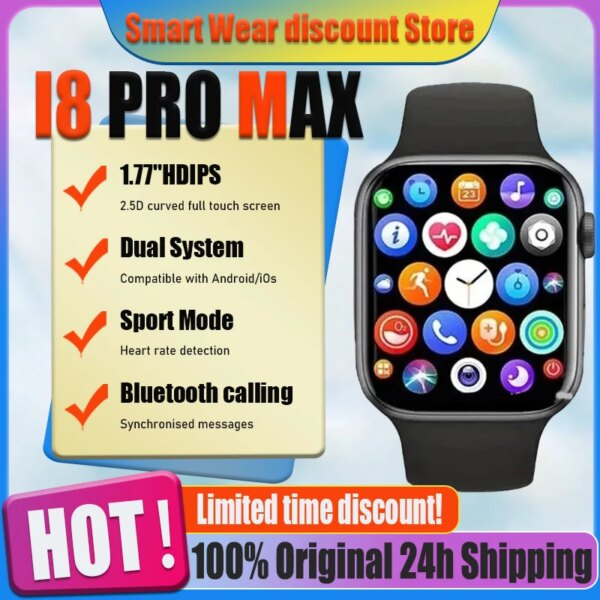 I8 Pro Max Smart Watch Answer Call Sport Fitness Tracker Custom Dial Smartwatch Men Women Gift For Apple Phone PK IWO 27 X8 T500