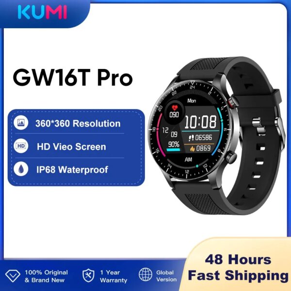 KUMI GW16T Pro Full Touch Screen Men Watches Smart Watch Heart Rate Monitor IP68 Waterproof Woman Smartwatch