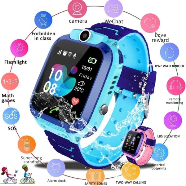 Kids Watches Waterproof Smart Watch Call Phone Location SOS 2G Children Activity GPS Monitor Boy Girls Sport Digital Tracker Q12