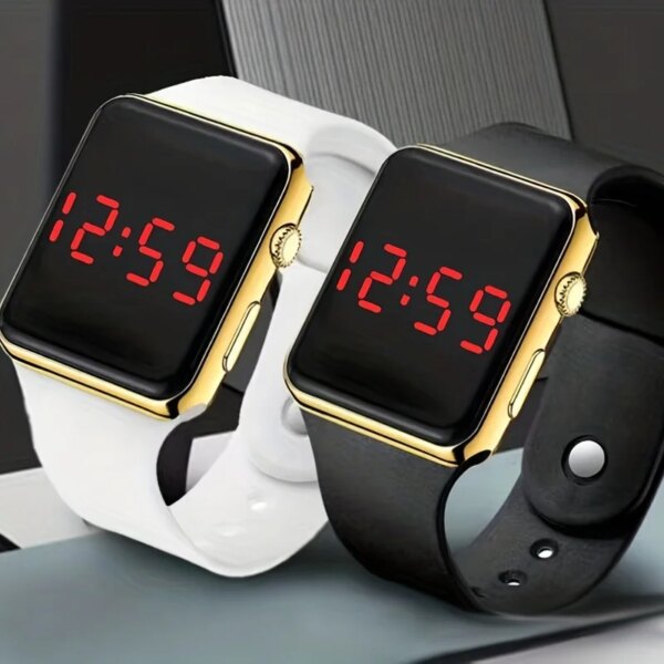 LED Electronic Watch For Outdoor, Casual Silicone Digital Sports Watch For Women Men Teens Students